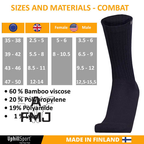 UphillSport Combat Tactical 3-Layer L2 Duratech sock with Bamboo
