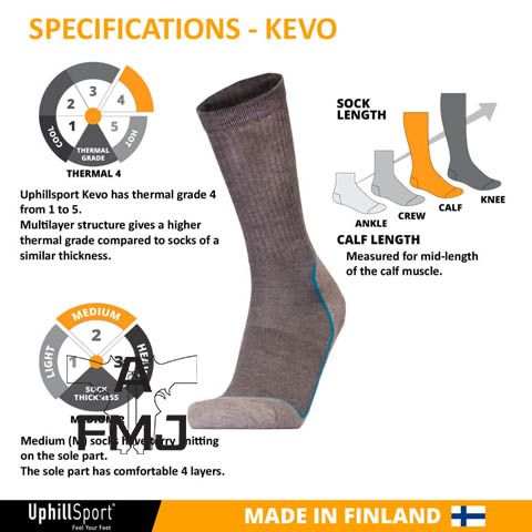A with FULL Drytech METAL Sock SHOP and Kevo UphillSport Trekking - M4 JACKET Coolmax Merino 4-layer