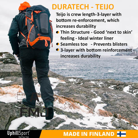 UphillSport Teijo Hiking & Walking 3-layer Liner L3 Sock with Merino - A  FULL METAL JACKET SHOP