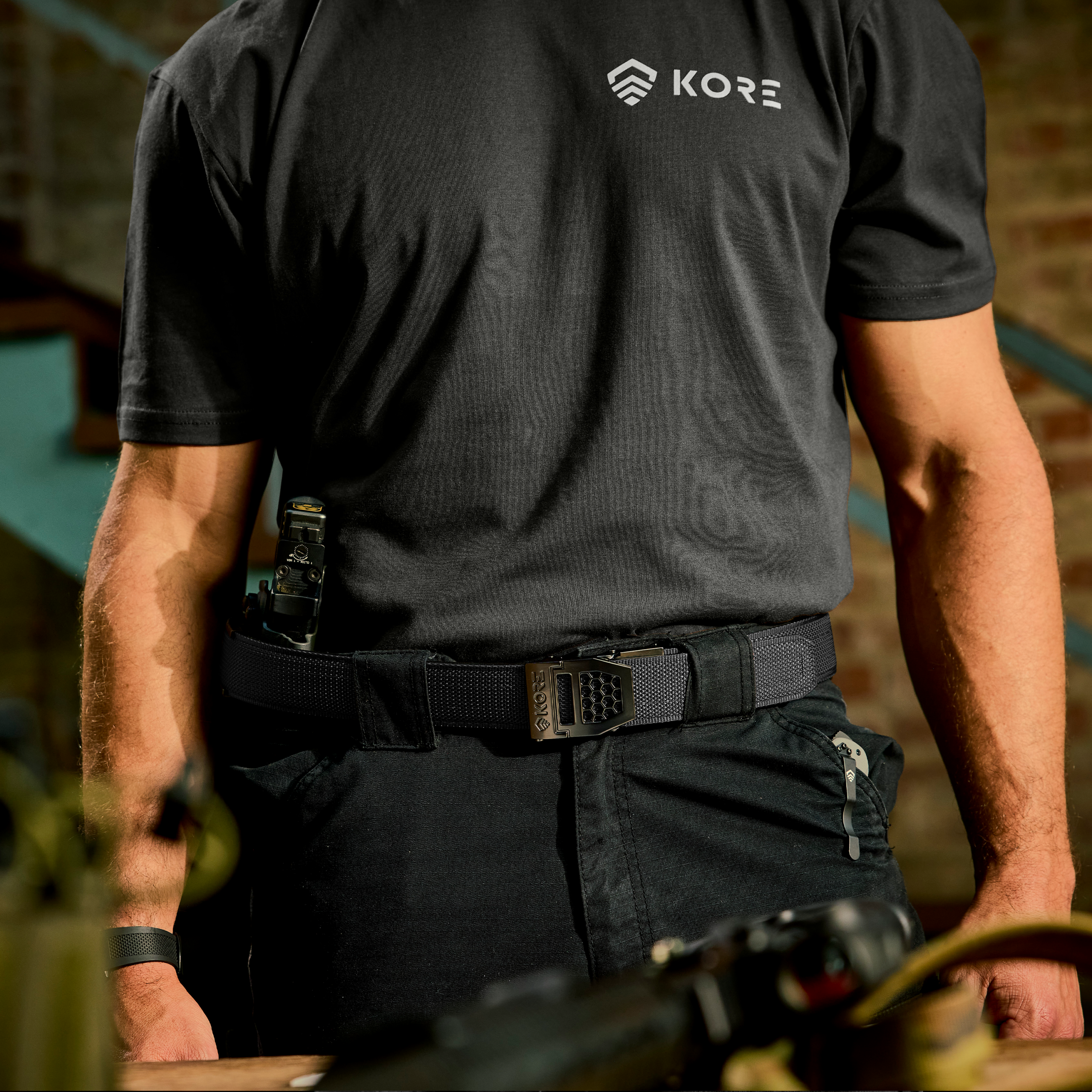 Kore Essentials Black USA Tactical Nylon Gun Belt 1.5" X5 Buckle - Image 2