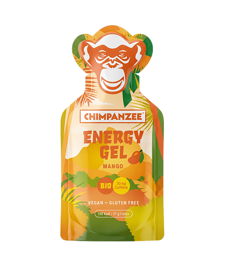 Chimpanzee Energy Gel Mango met 30mg cafeïne, biologische energiegel 35g