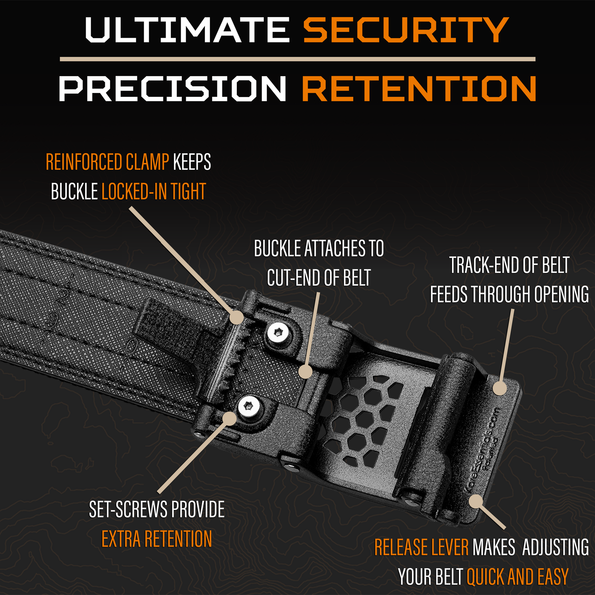 Kore Essentials X-Series Buckle Black Tactical Nylon Gun Belt 1,5" - X1 - Afbeelding 3