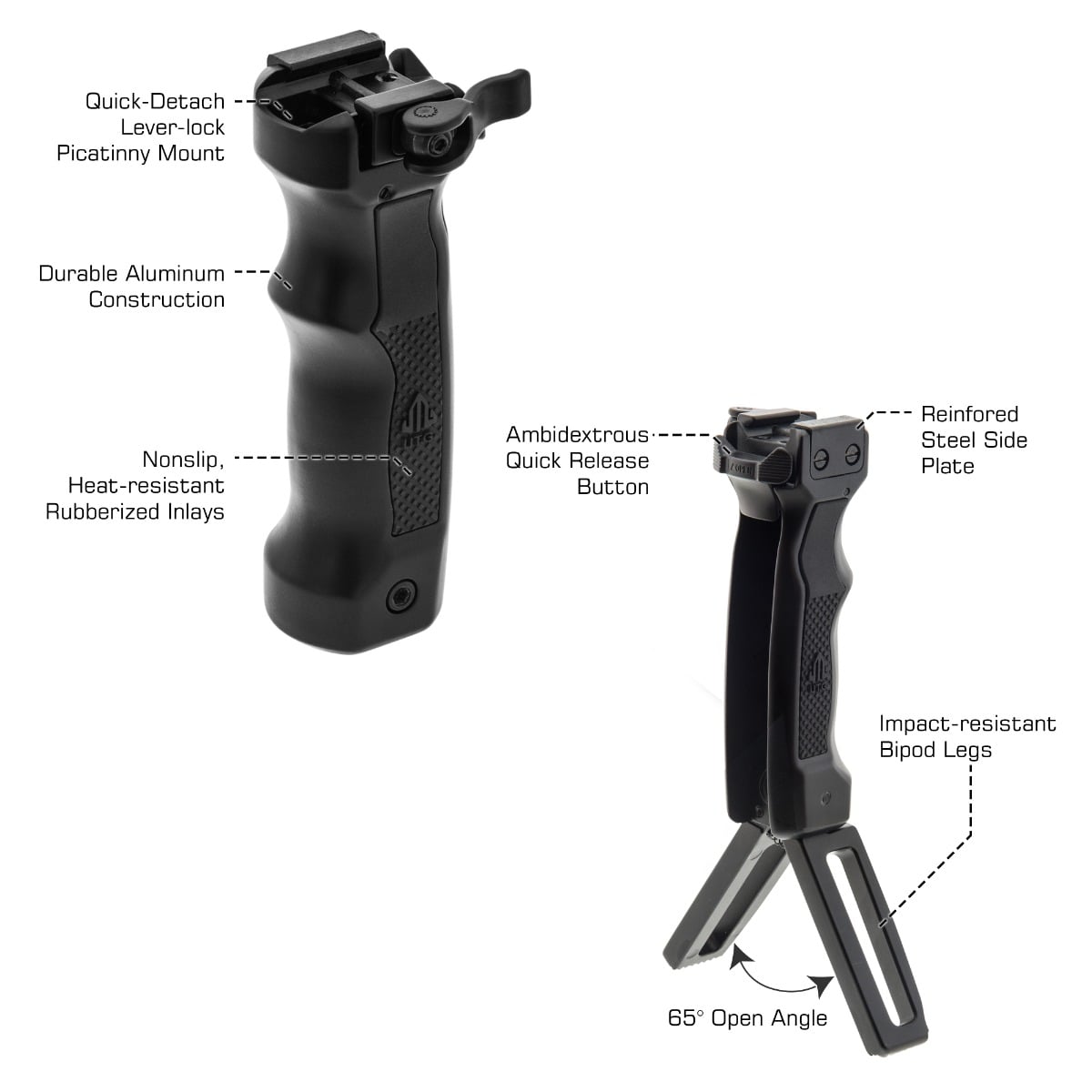 UTG D Grip Bipod QD lever lock